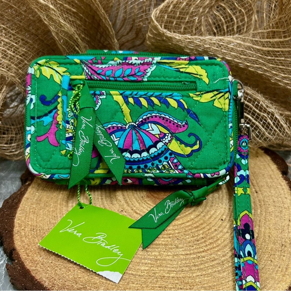 Vera Bradley Green and Pink Wristlet